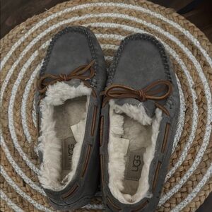 UGG Charcoal Moccasins with Shearling Lining